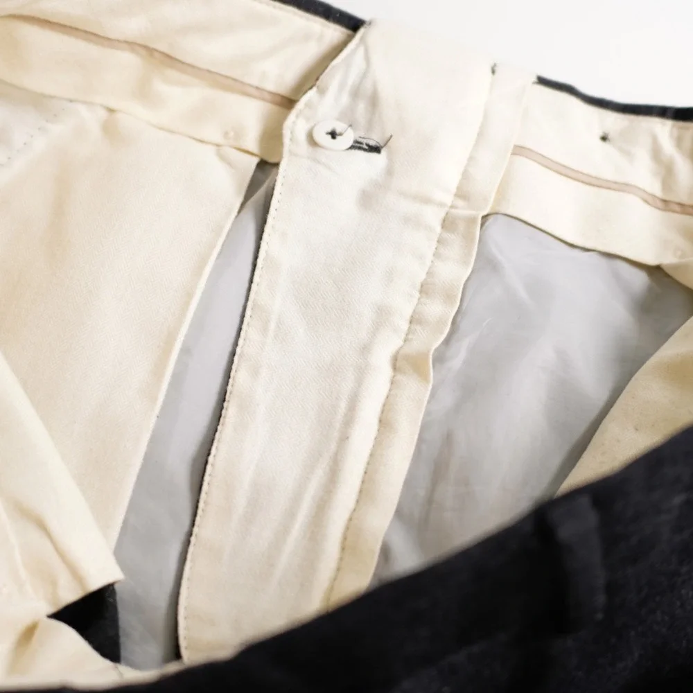 DAMAGED Hart Schaffner Marx Twill Flannel Wool Dark Gray Dress Pants 34 /‎ 31